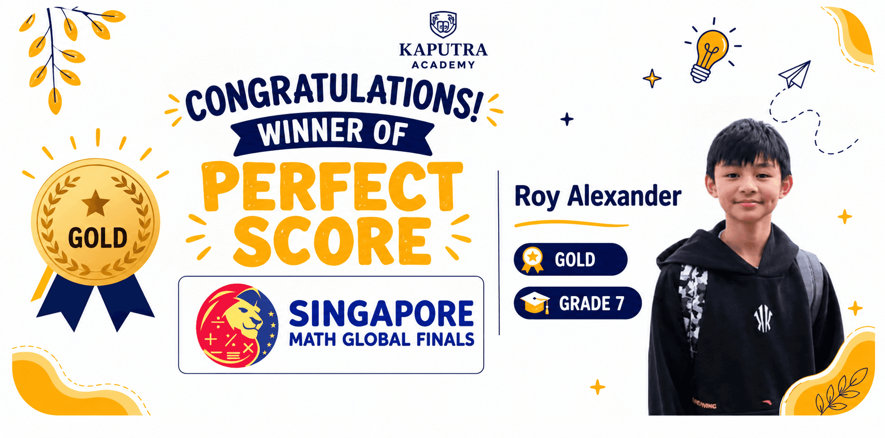 Singapore and Asian Schools Math Olympiad Medalist