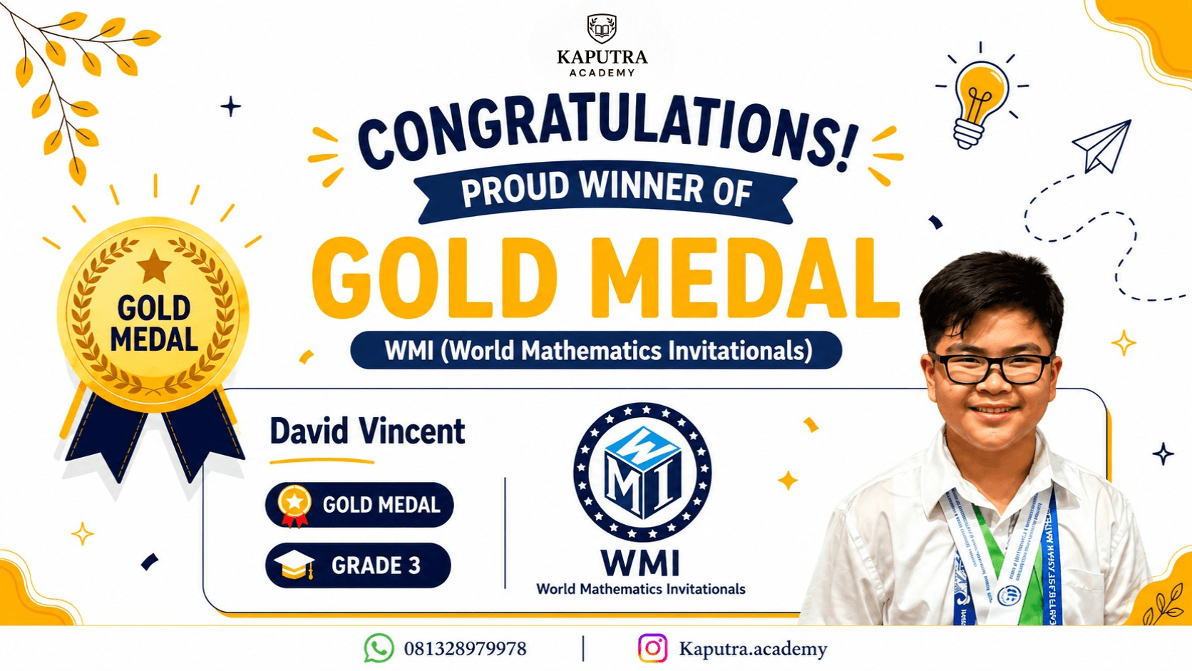 David Vincent Sugia - SASMO Gold Medalist